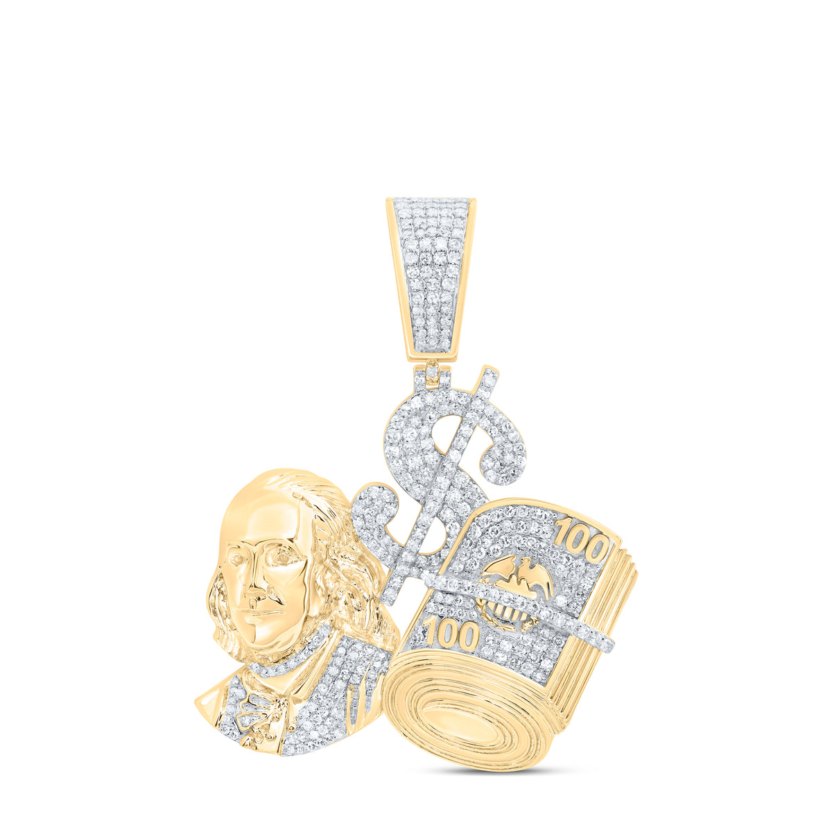 1 1/3CTW-DIA NK BENJAMIN DOLLAR MENS CHARM
