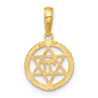 Load image into Gallery viewer, 14K Star of David and Chai in Circle Pendant
