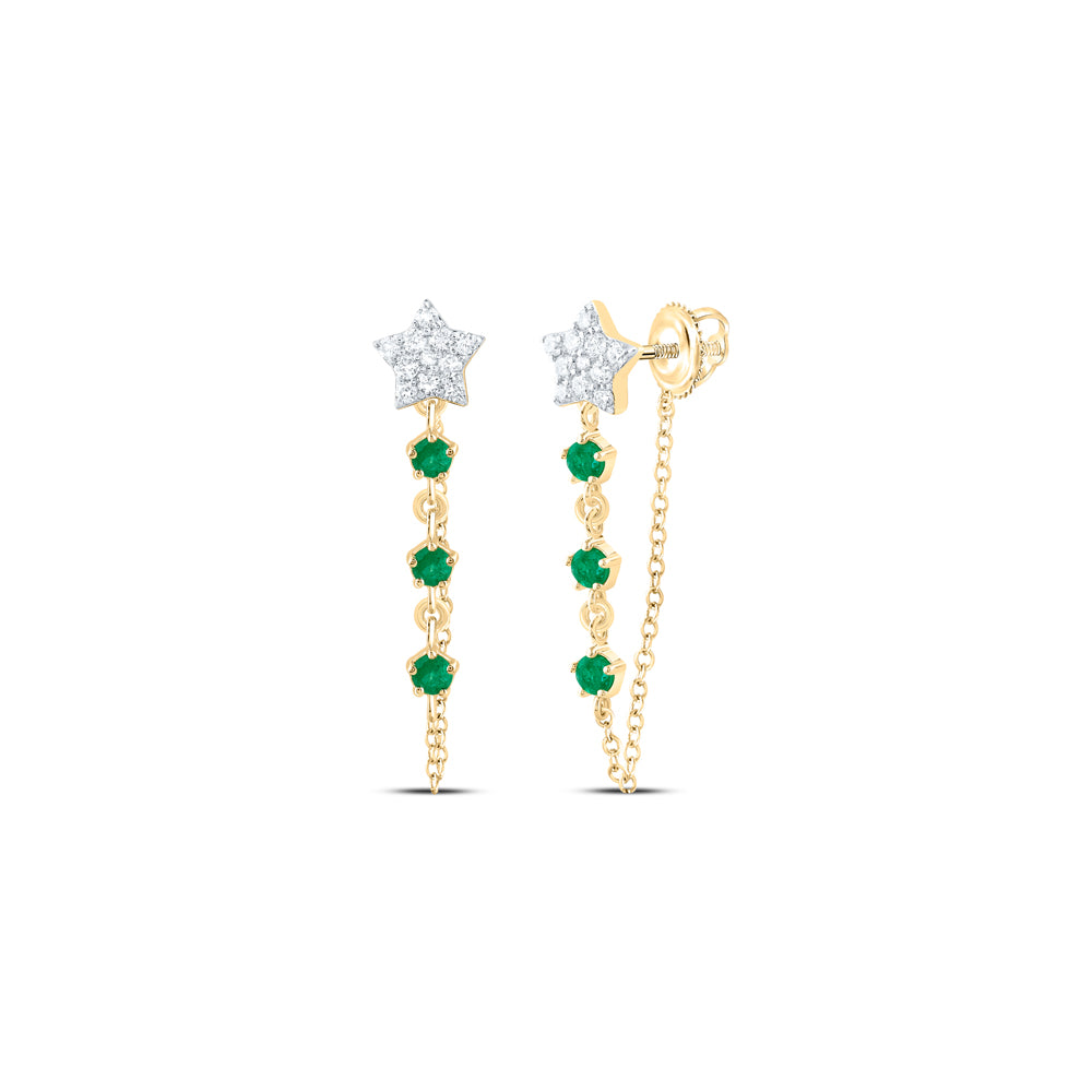 1/6CTW-DIA CN 1/5CTW-RD-EM NAT GEM TWINKLE STAR EARRING