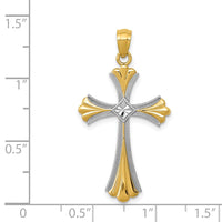 Load image into Gallery viewer, 14K Diamond-Cut Rhodium Budded Cross Pendant
