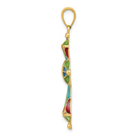Load image into Gallery viewer, 14K Multi Color Enamel Cross Pendant
