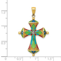 Load image into Gallery viewer, 14K Multi Color Enamel Cross Pendant
