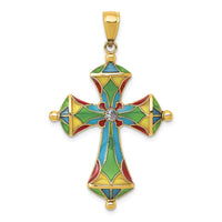 Load image into Gallery viewer, 14K Multi Color Enamel Cross Pendant
