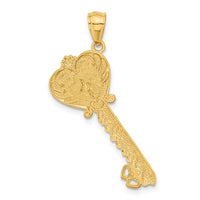 Load image into Gallery viewer, 14K w/White Rhodium Polished I LOVE YOU Filigree Heart Key Charm
