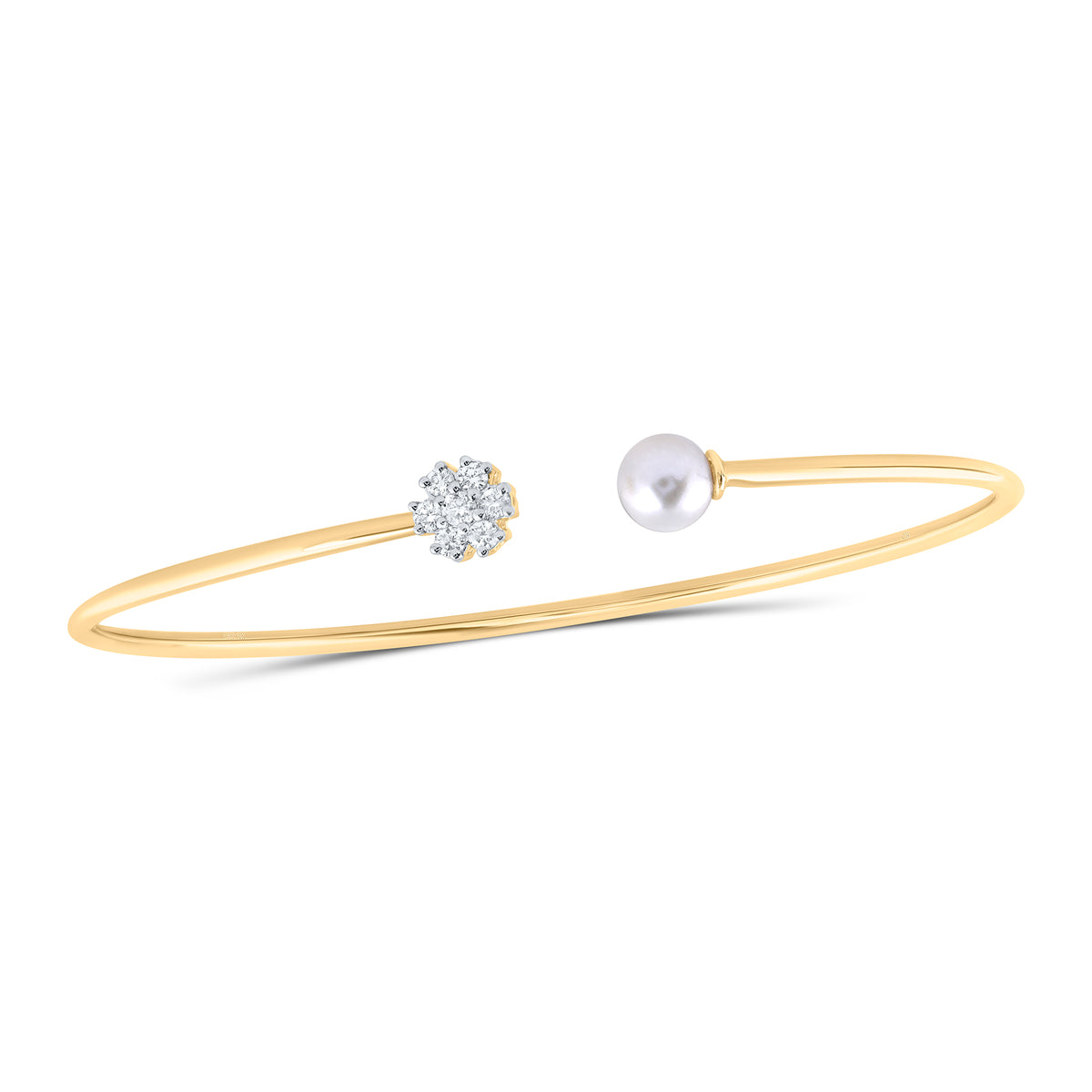 1/5CTW-DIA CN 6.5MM-PEARL FLOWER LADIES BANGLE (60X48MM)