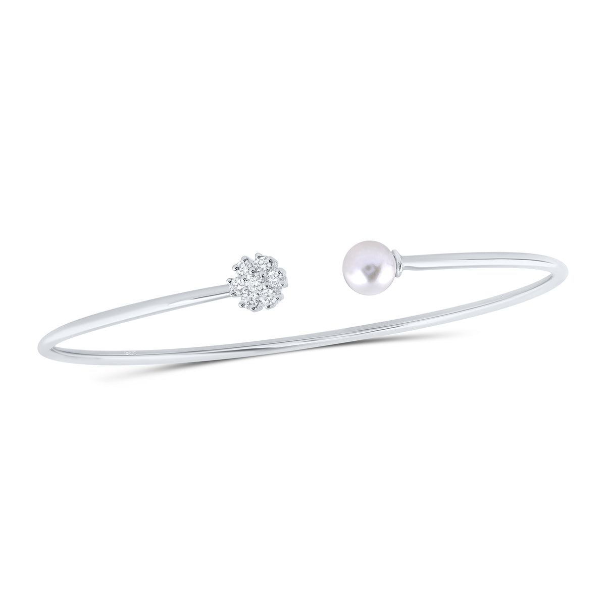 1/5CTW-DIA CN 6.5MM-PEARL FLOWER LADIES BANGLE (60X48MM)