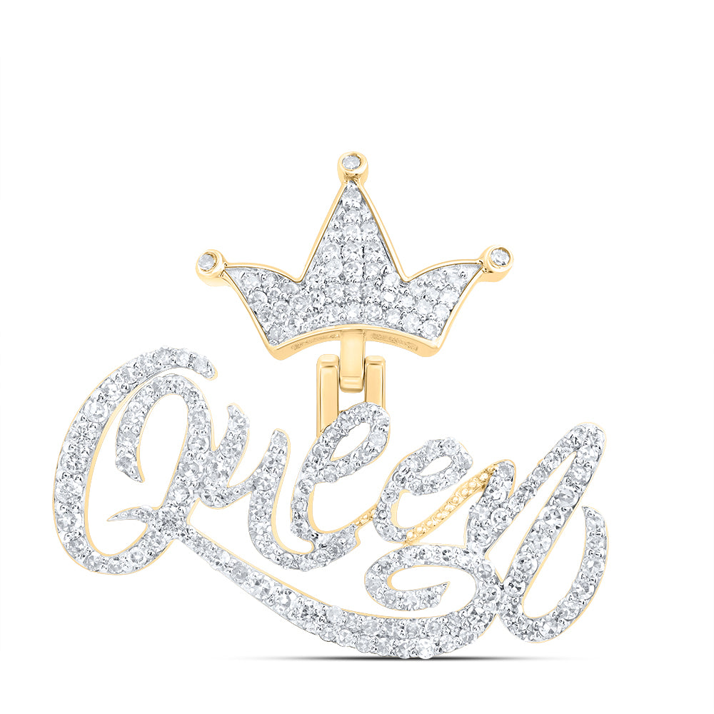 3/4CTW-DIA NK FASHION "QUEEN" CROWN MENS CHARM