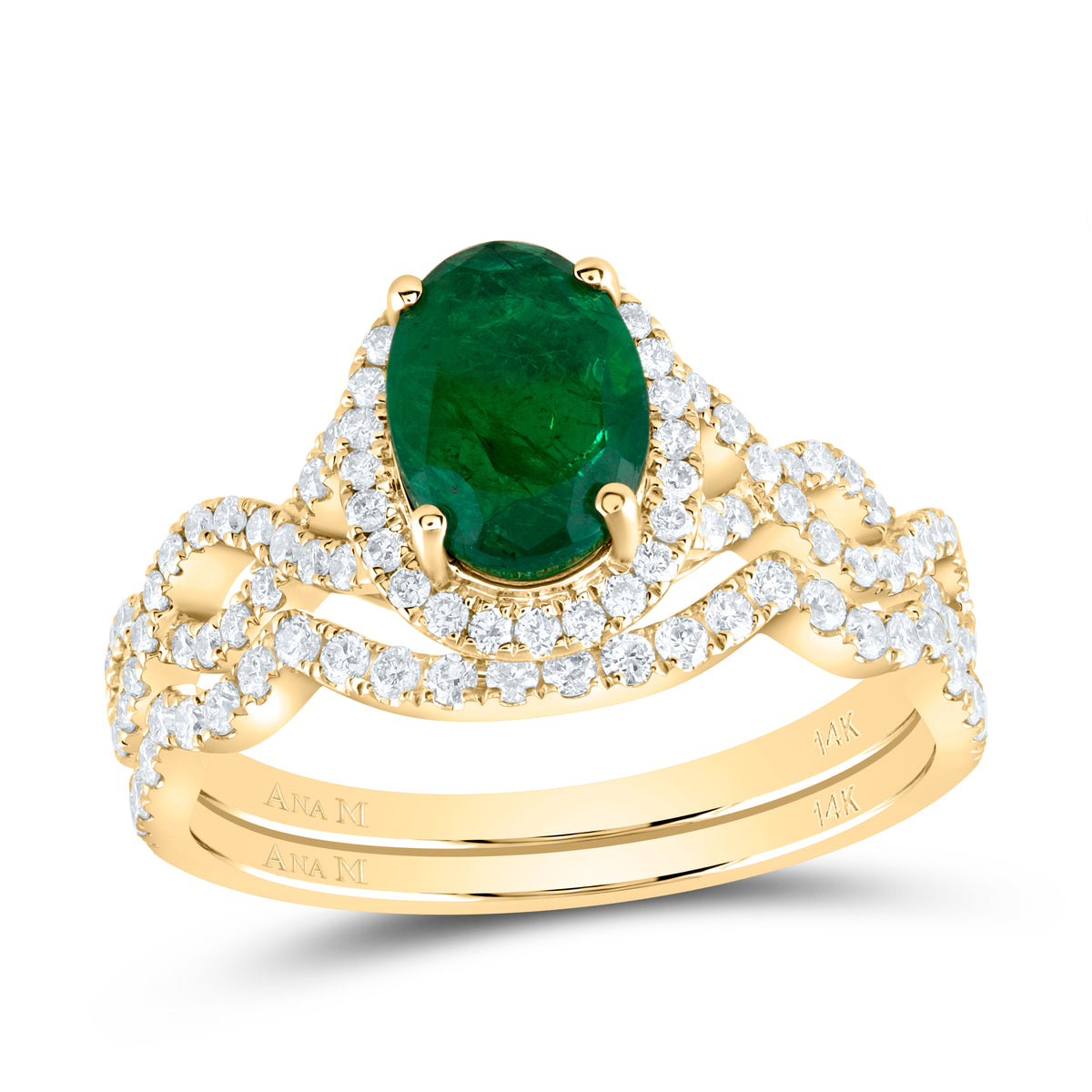 5/8CTW-DIA ANA M 8X6MM OV-EM NAT GEM SINGLE HALO BRIDAL SET