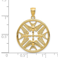 Load image into Gallery viewer, 14k Yellow Gold Polished Doves in Circle Pendant
