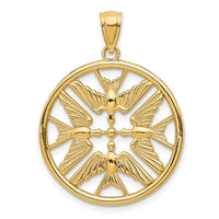 Load image into Gallery viewer, 14k Yellow Gold Polished Doves in Circle Pendant
