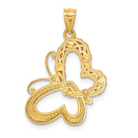 Load image into Gallery viewer, 14k Two-tone Gold w/White Rhodium Butterfly w/Hearts Pendant
