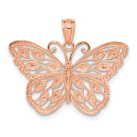 Load image into Gallery viewer, 14k Rose Gold w/Rhodium Diamond-cut Butterfly Pendant
