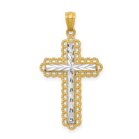 Load image into Gallery viewer, 14K Yellow Gold w/Rhodium Diamond Cut Cross Pendant
