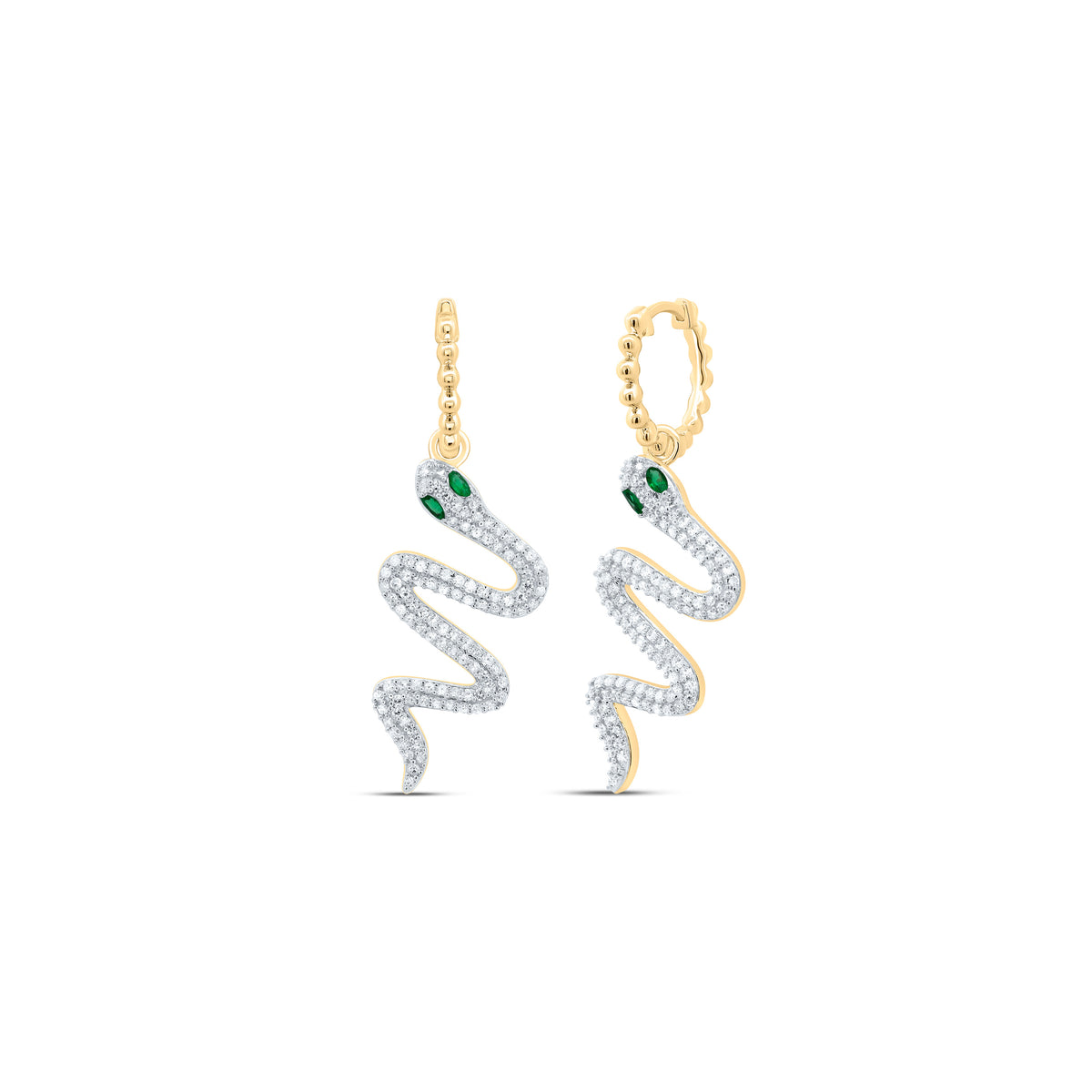 1CTW-DIA CN 1/6CTW MQ-EM NAT GEM SNAKE HOOP EARRING