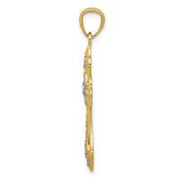 Load image into Gallery viewer, 14K w/Rhodium Diamond-Cut Cross Pendant
