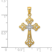 Load image into Gallery viewer, 14K w/Rhodium Diamond-Cut Cross Pendant
