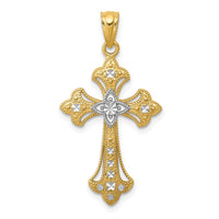 Load image into Gallery viewer, 14K w/Rhodium Diamond-Cut Cross Pendant
