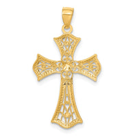 Load image into Gallery viewer, 14K w/Rhodium Diamond-Cut Cross Pendant
