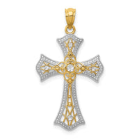 Load image into Gallery viewer, 14K w/Rhodium Diamond-Cut Cross Pendant
