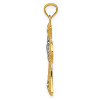 Load image into Gallery viewer, 14K w/Rhodium Diamond-Cut Cross Pendant
