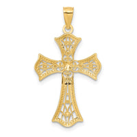 Load image into Gallery viewer, 14K w/Rhodium Diamond-Cut Cross Pendant
