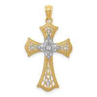 Load image into Gallery viewer, 14K w/Rhodium Diamond-Cut Cross Pendant

