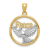 Load image into Gallery viewer, 14K w/Rhodium Polished Peace Dove Pendant
