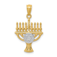 Load image into Gallery viewer, 14K w/ White Rhodium Menorah Pendant
