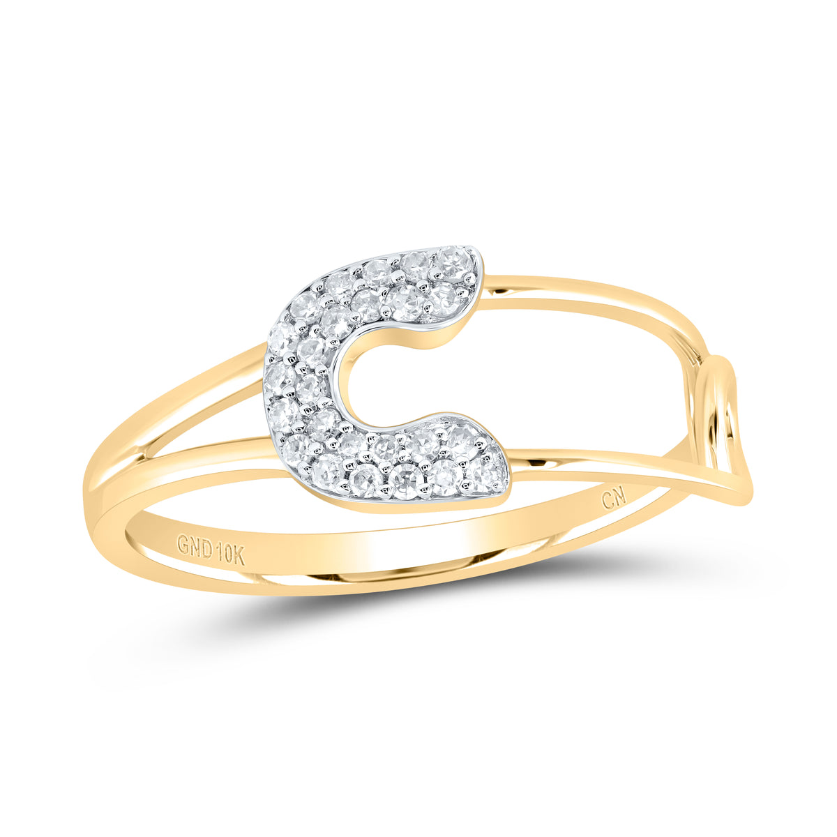 1/8CTW-DIA CN FASHION SAFETY PIN RING