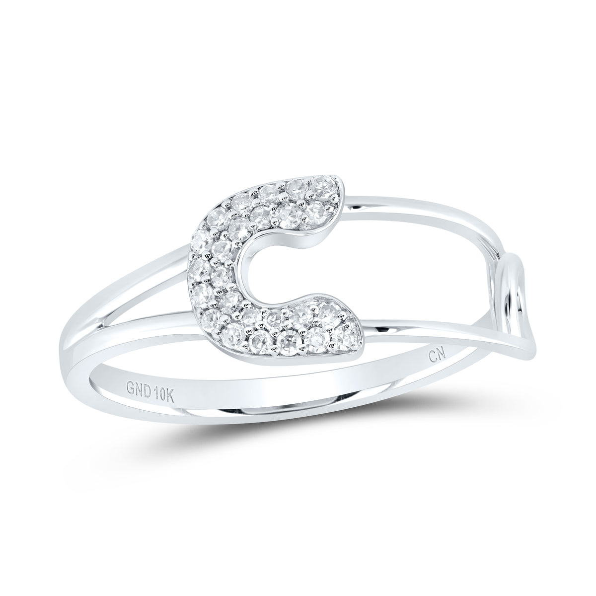 1/8CTW-DIA CN FASHION SAFETY PIN RING