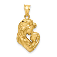 Load image into Gallery viewer, 14K Brushed Diamond-cut Mom/Baby Pendant
