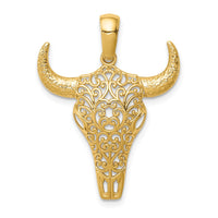 Load image into Gallery viewer, 14K Filigree Steer Skull Pendant
