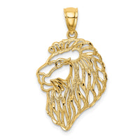 Load image into Gallery viewer, 14K Diamond-Cut Lion Profile Pendant

