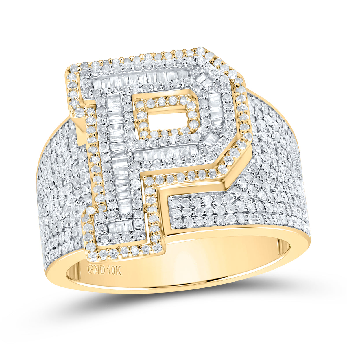 1 5/8CTW-DIA P1 INITIAL "P" MEN'S RING