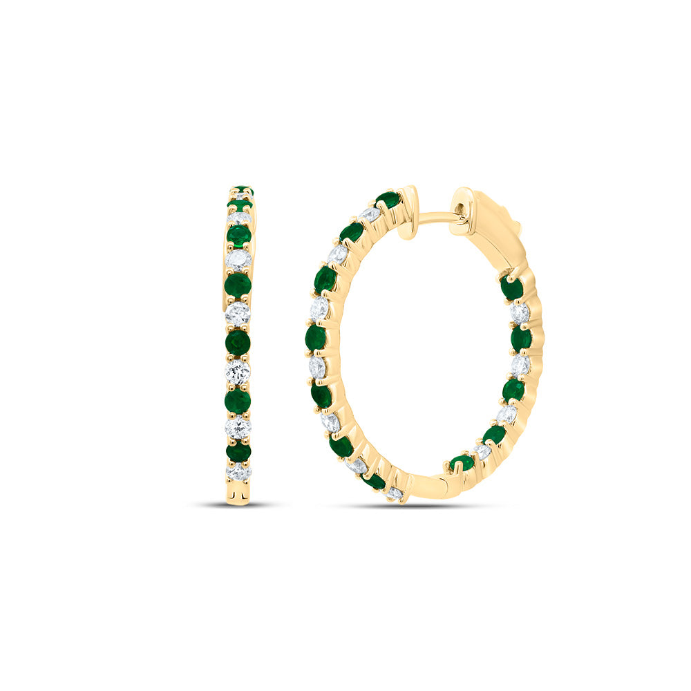 5/8CTW-DIA CN 3/4CTW RD-EM NAT GEM HOOP EARRING