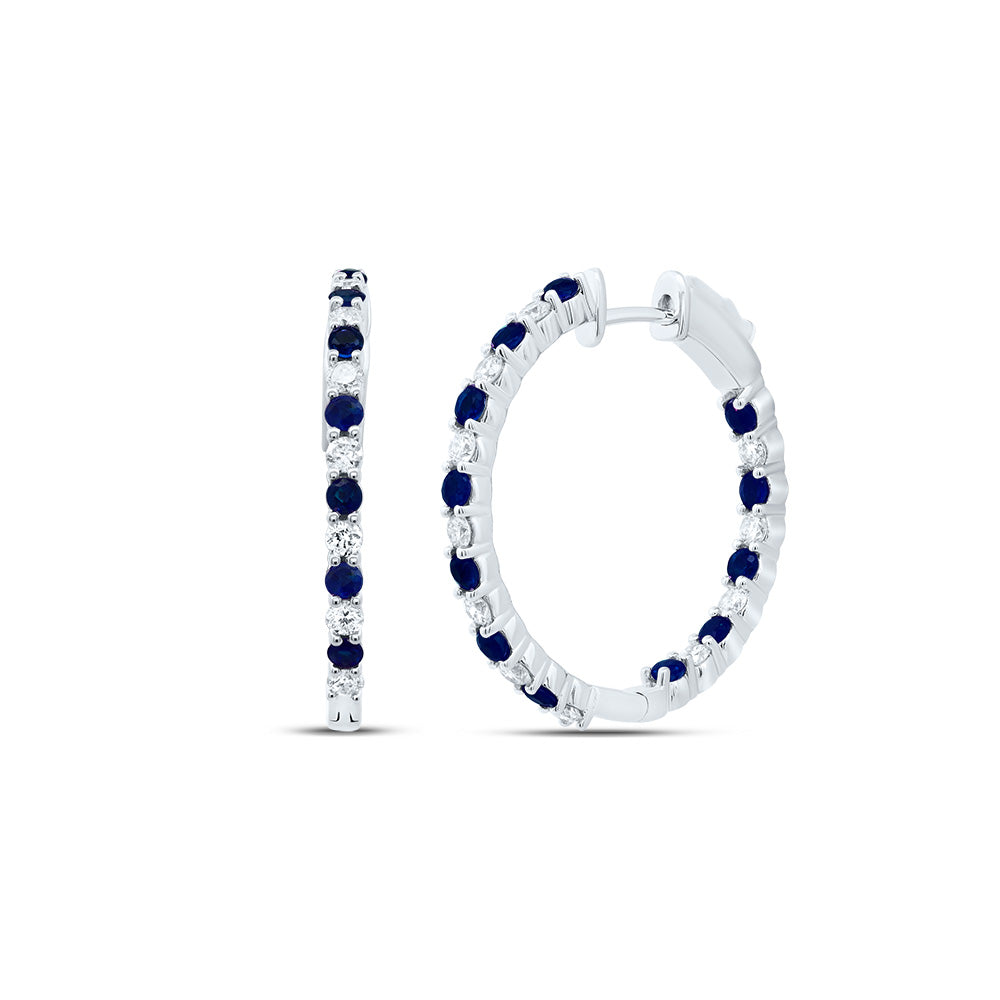 5/8CTW-DIA CN 7/8CTW RD-BS NAT GEM HOOP EARRING