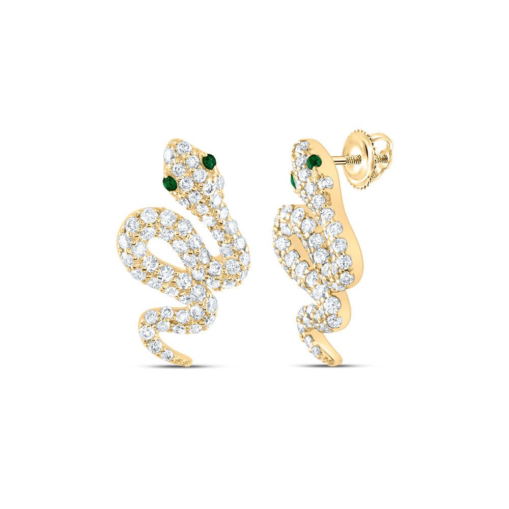 5/8CTW-DIA ANA M 0.016CTW RD-EM NAT GEM SNAKE EARRING