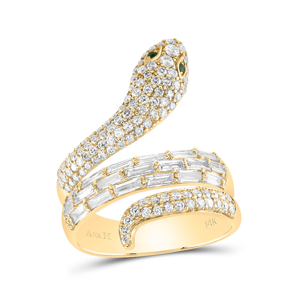 1 3/8CTW-DIA ANA M 0.02CTW RD-EM NAT GEM SNAKE RING