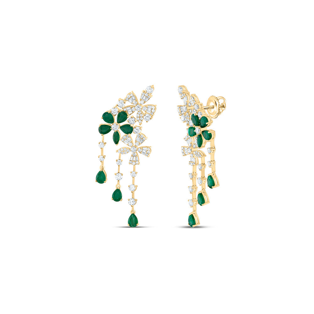 2 5/8CTW-DIA ANA M 1/4CTW MQ-EM, 3 1/3CTW PS-EM NAT GEM EARRING