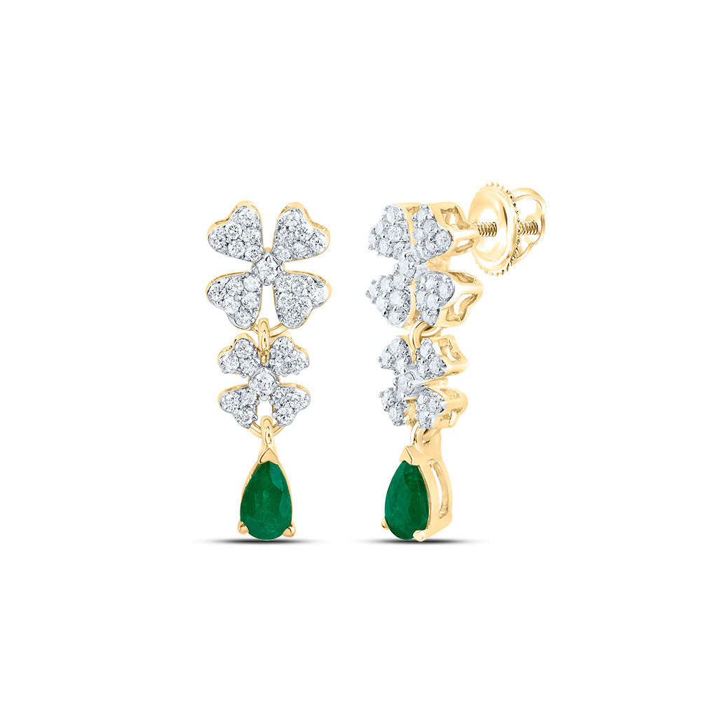 3/8CTW-DIA CN 5X3MM PS-EM NAT GEM FASHION FLOWER EARRING