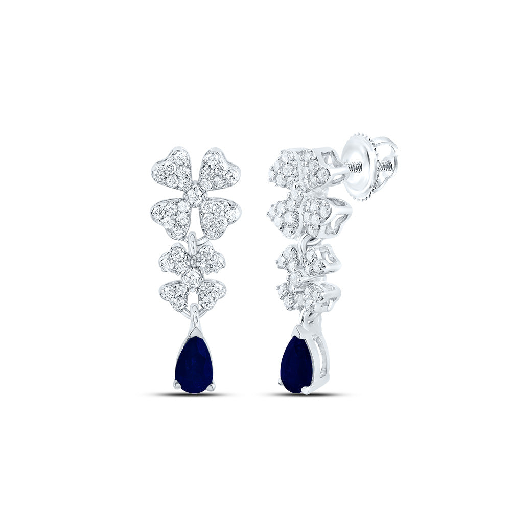 3/8CTW-DIA CN 5X3MM PS-BS NAT GEM FASHION FLOWER EARRING