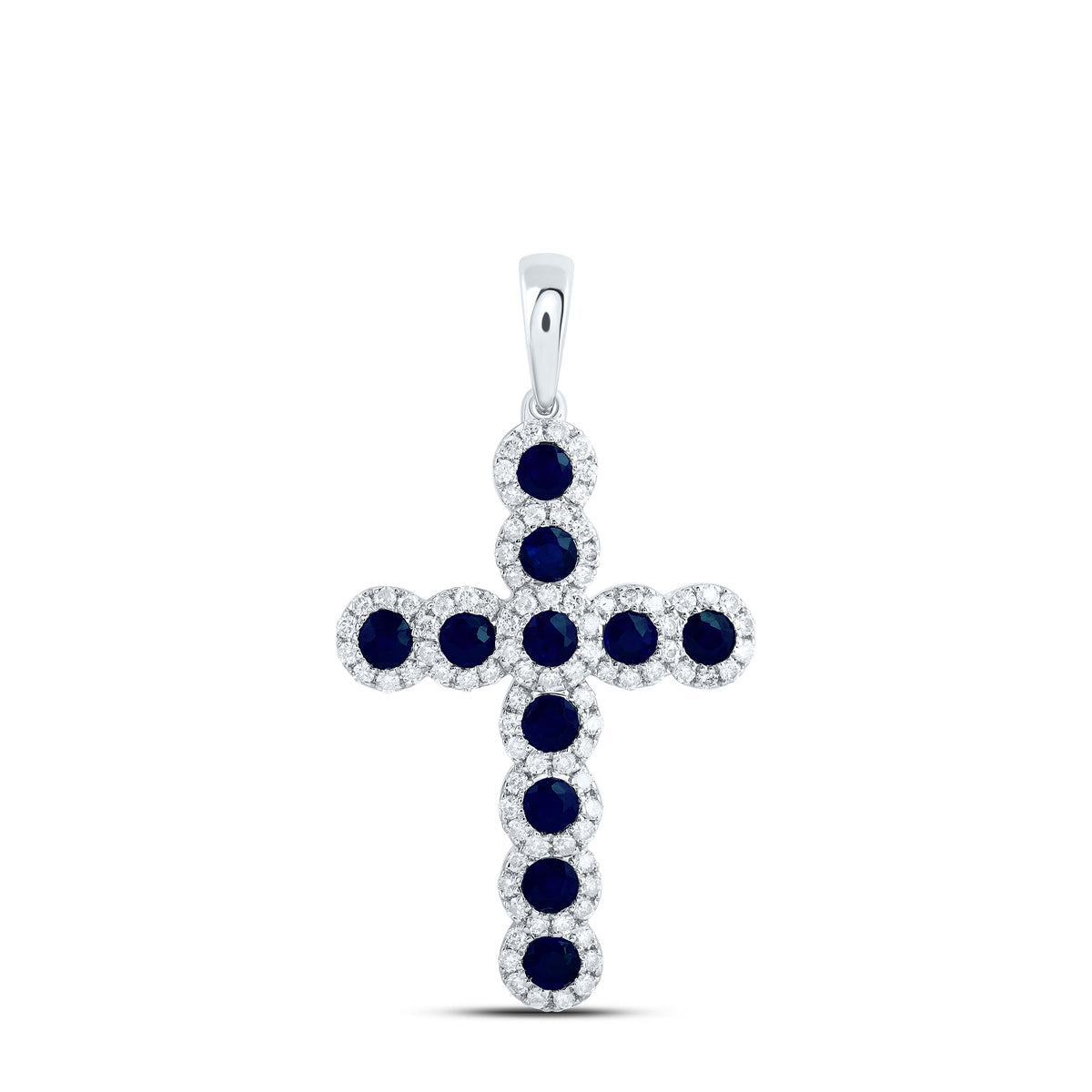 1/2CTW-DIA CN 1CTW-RD-BS NAT GEM CROSS PENDANT