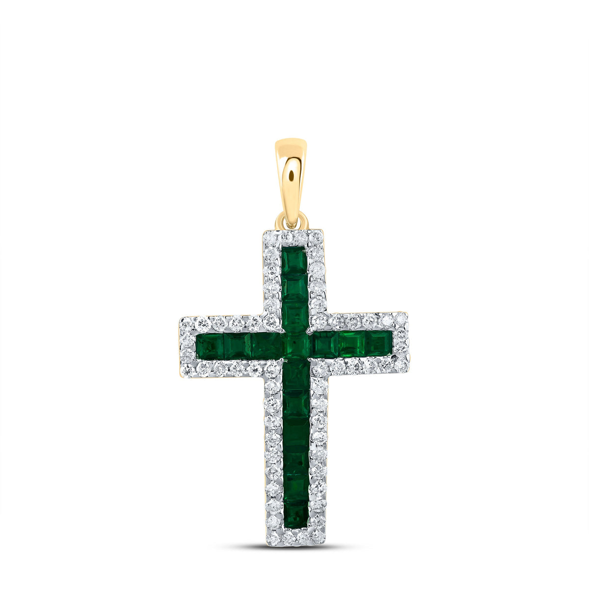 1/3CTW-DIA CN 1CTW- PR-EM NAT GEM CROSS PENDANT