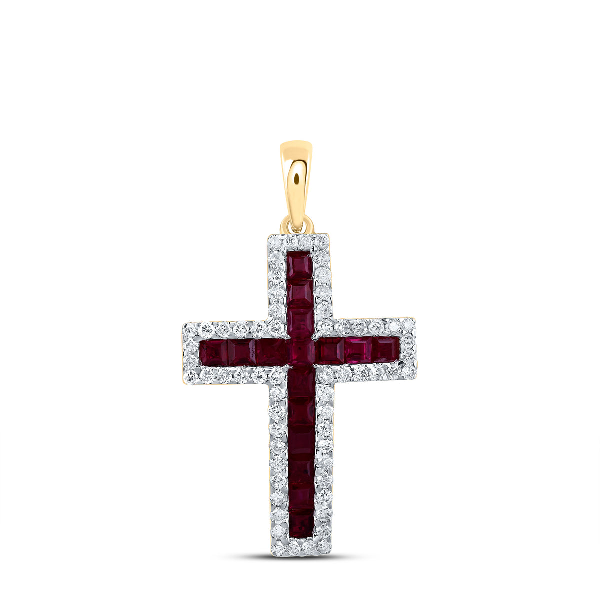 1/3CTW-DIA CN 7/8CTW- PR-RU NAT GEM CROSS PENDANT