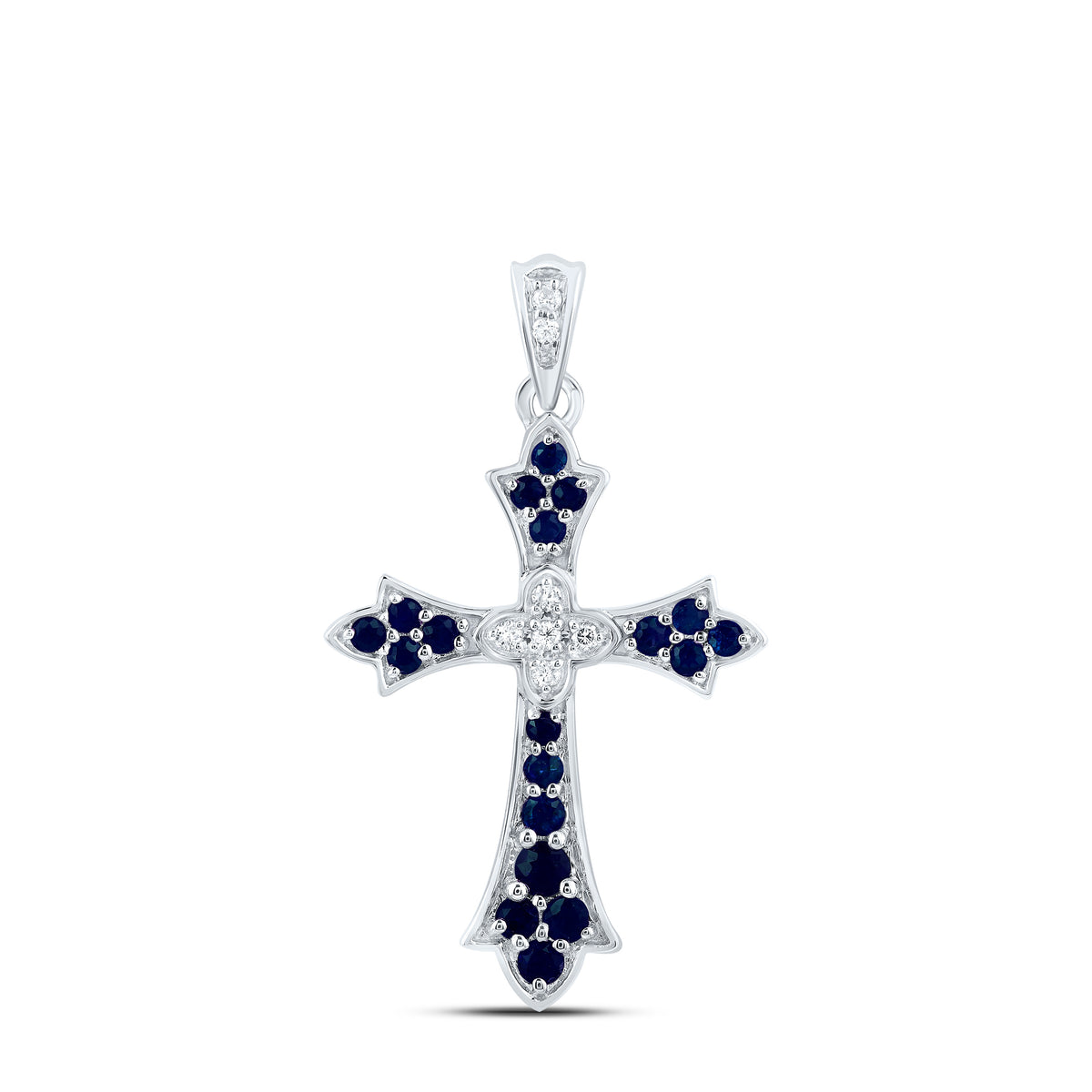 1/20CTW-DIA CN 1/3CTW-RD-BS NAT GEM CROSS PENDANT