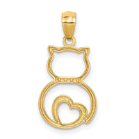 Load image into Gallery viewer, 14k White Rhodium Diamond-cut Sitting Cat Pendant
