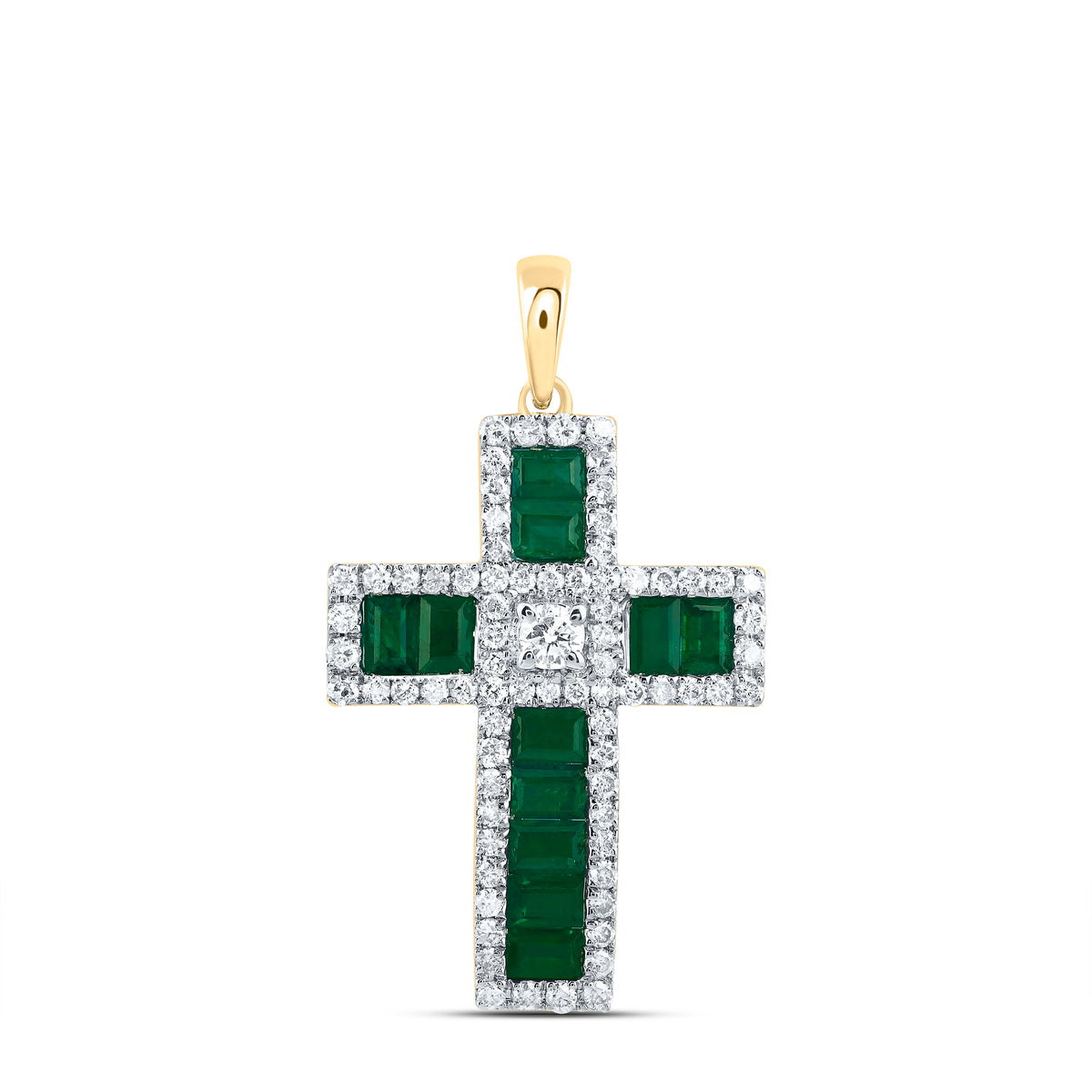 1/2CTW-DIA CN 7/8CTW-BAG-EM NAT GEM CROSS PENDANT