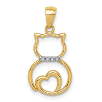 Load image into Gallery viewer, 14k White Rhodium Diamond-cut Sitting Cat Pendant
