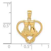 Load image into Gallery viewer, 14K Sitting Cats in a Heart Pendant
