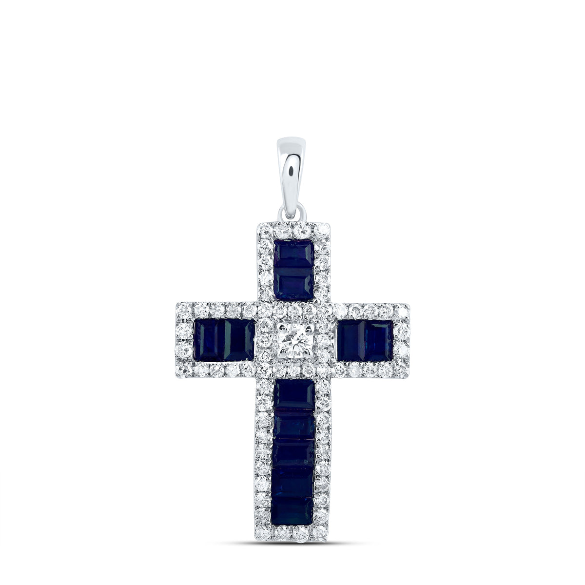 1/2CTW-DIA CN 1CTW-BAG-BS NAT GEM CROSS PENDANT
